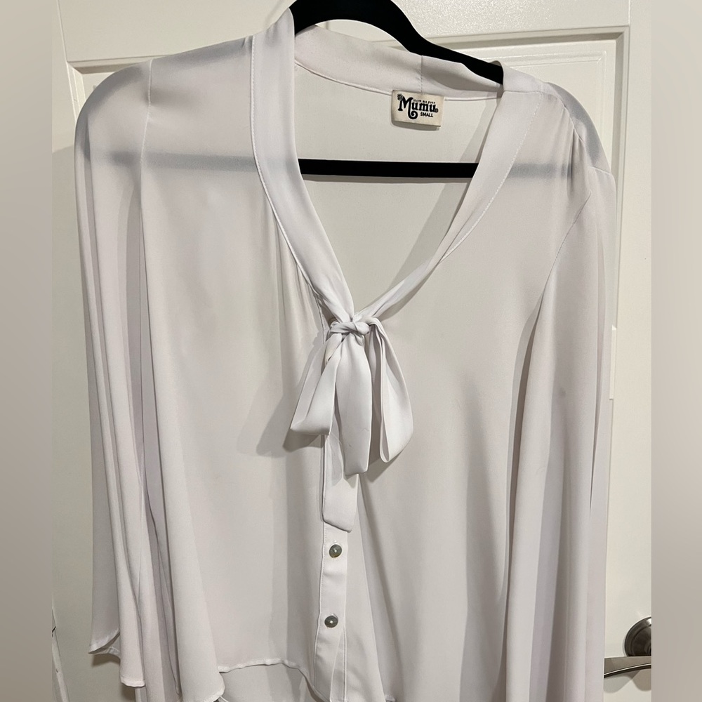 Show Me Your MuMu Tie Neck Blouse